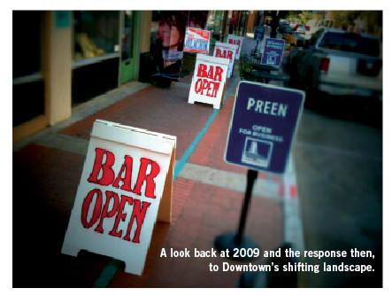 "Bar Open" signs placed along Congress Street, fall 2009. photo: David Olsen