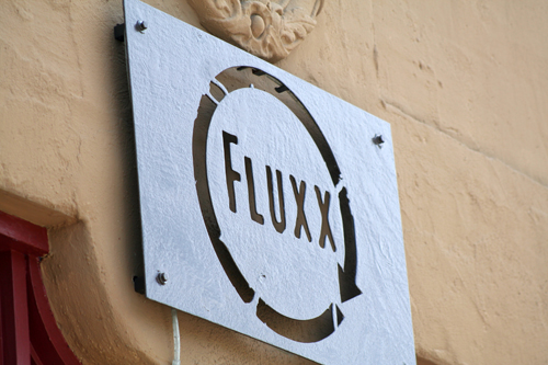 Fluxx's sign outside of its doors on 9th Street. photo: Craig Baker