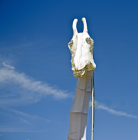 Giant giraffe puppet by artist Mykl Wells. Photo: Libby Reed