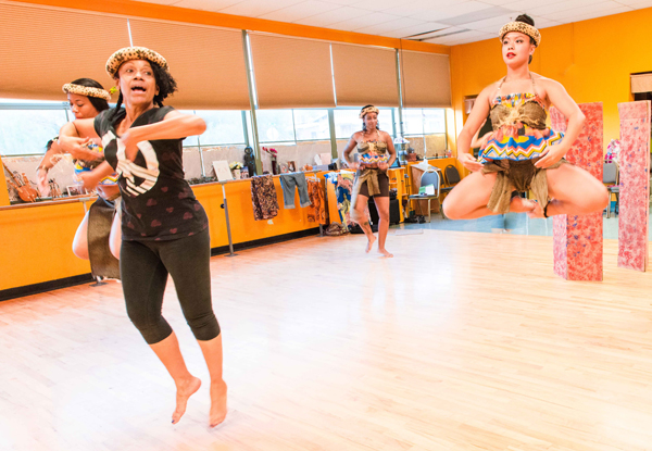 The Barbea Williams Performing Company in rehearsal this summer for the TCCC Autumn Fest Performance (left-right): Joy Broussard, Barbea Williams, Keisha Smith-Spears, Patricia Panaligan and Kiara Krystal Lloyd. Photo: Leigh Spigelman